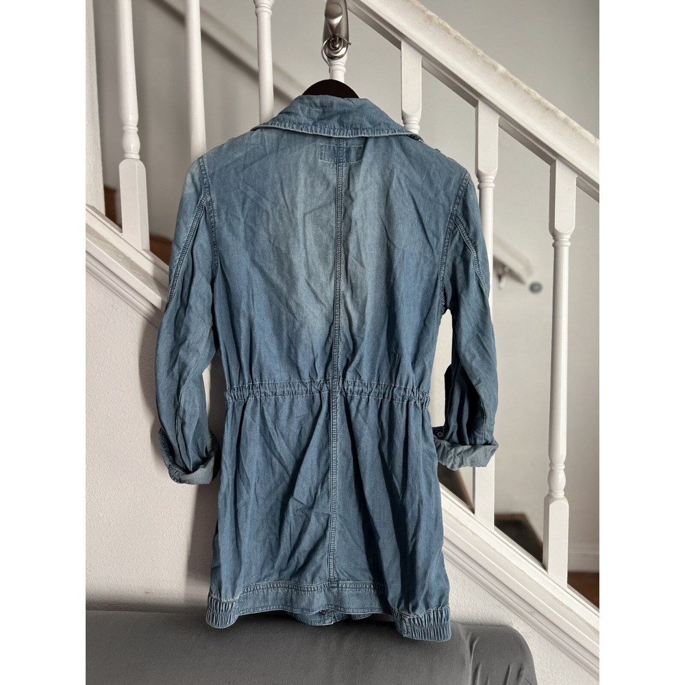 Michael Michael Kors Blue Denim Utility Jacket Womens Small Chambray Anorak Coat - Picture 3 of 3